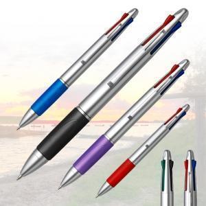 24St. Kugelschreiber 4 Farben Vierfarb Silber-Design Kulis Minen