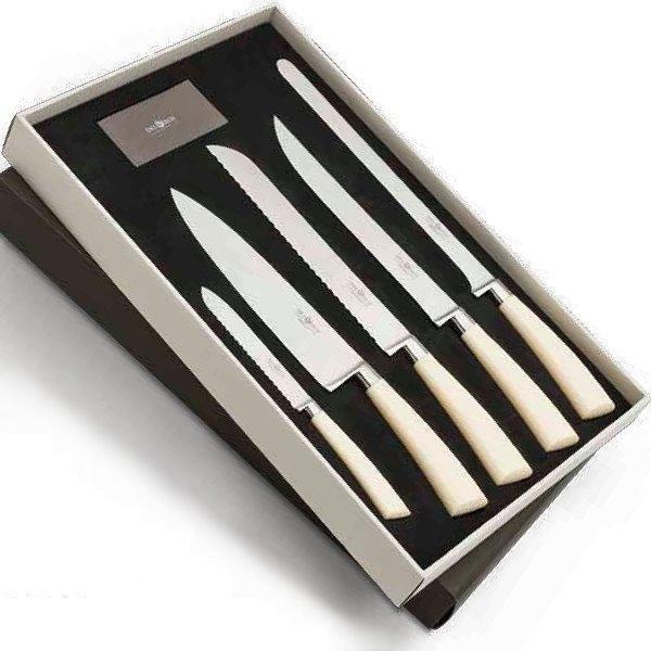 ProPassione Del Ben Design-Küchenmesser Set Color, 5 Stück in Geschenkbox, Schinken-, Brot-, Fleisch-, Koch-, und Vielzw