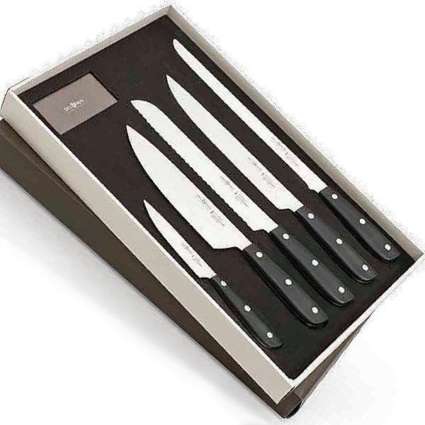 ProPassione Del Ben Design-Küchenmesser Set Sintesi, 5 Stück in Geschenkbox, Schinken-, Brot-, Fleisch-, Koch-, und Viel