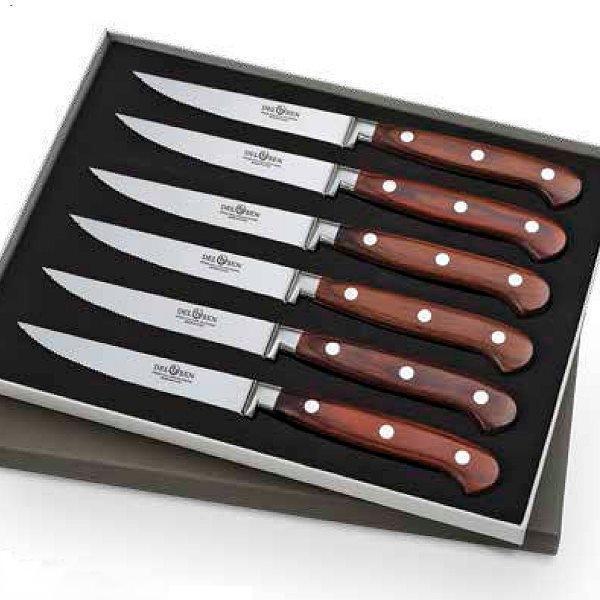 ProPassione Del Ben Design-Steakmesser Set Ad Hoc, 6 Stück in Geschenkbox, L 23 cm, Griffe Cocobolo