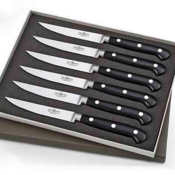 ProPassione Del Ben Design-Steakmesser Set Ad Hoc, 6 Stück in Geschenkbox, L 23 cm, Griffe Kunststoff schwarz
