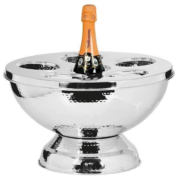 ProPassione Edzard Champagnerkühler/Weinkühler Rockford mit Abdeckung, Edelstahl poliert und gehämmert, H 24 x Ø 39 cm