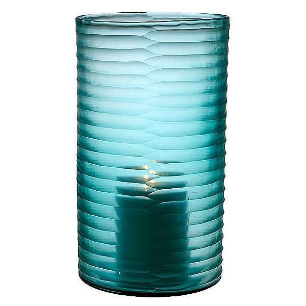 ProPassione Eichholtz Design-Windlicht Hurricane Ocean L, Glas, blau mit unregelm. Konkavschliff, H 35 x Ø 20 cm