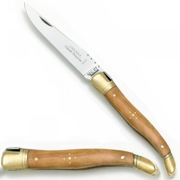 ProPassione Laguiole Taschenmesser, klassisch, Griffschalen Olive, Backen Messing poliert, Maße: Heft L 12 cm, Klinge 10