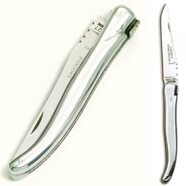 ProPassione Laguiole Taschenmesser, modern, Griffschalen Aluminium poliert, Maße: Heft L 12 cm, Klinge 10 cm