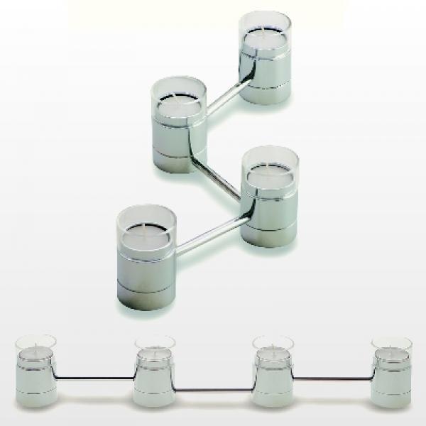 ProPassione Lichterkette mit 4 Teelichthaltern, Chrom/Glas, Maße: L 47 cm, Teelichthalter: H 7,5 x 5 cm