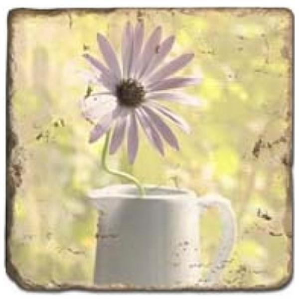ProPassione Marmorfliese, Motiv: Blumenstilleben D,  Antikfinish,  Aufhängeöse, Antirutschf., Maße: L 20 x B 20 x H 1 cm