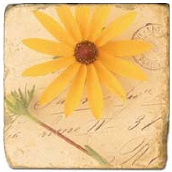 ProPassione Marmorfliese, Motiv: Blütenbriefe 1 D,  Antikfinish,  Aufhängeöse, Antirutschfüßchen, Maße: L 20 x B 20 x H