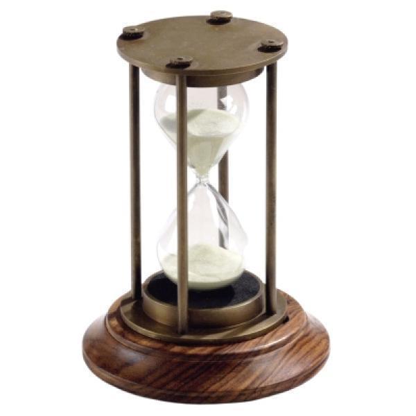 ProPassione Stundenglas mit Nussbaum Sockel, bronziertes Messing, mund geblasenes Glas, 30 Min, Maße: H 13,5 x Ø 8 cm