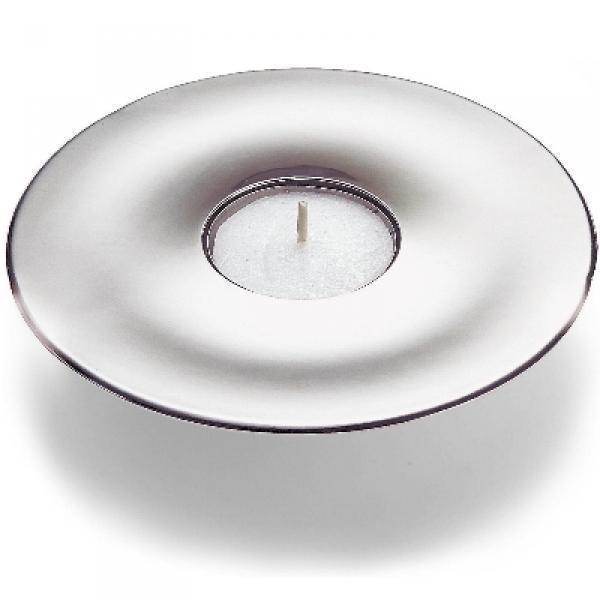 ProPassione Teelicht- und Kerzenhalter Diskus, versilbert, Maße: H 3 x Ø 12 cm