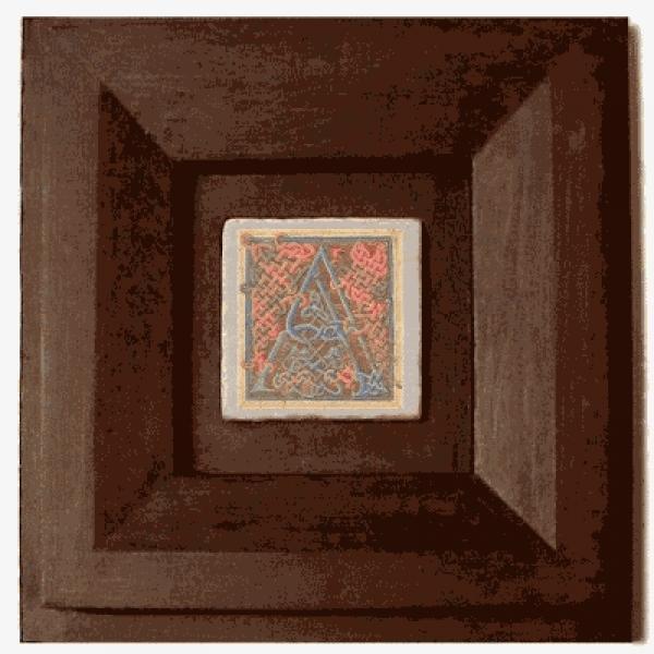 ProPassione Wandbild Initial A, brauner Holzrahmen, 32 x 32 cm, mit Initial Marmorfliese A, 10 x 10 x 1 cm
