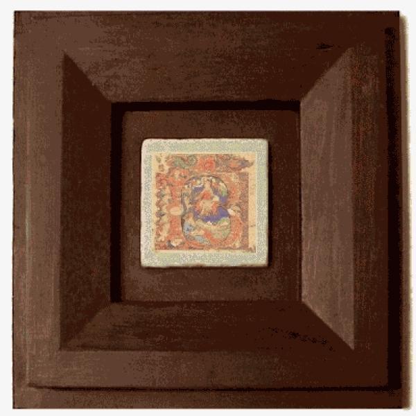 ProPassione Wandbild Initial B, brauner Holzrahmen, 32 x 32 cm, mit Initial Marmorfliese B, 10 x 10 x 1 cm
