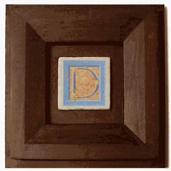ProPassione Wandbild Initial D, brauner Holzrahmen, 32 x 32 cm, mit Initial Marmorfliese D, 10 x 10 x 1 cm