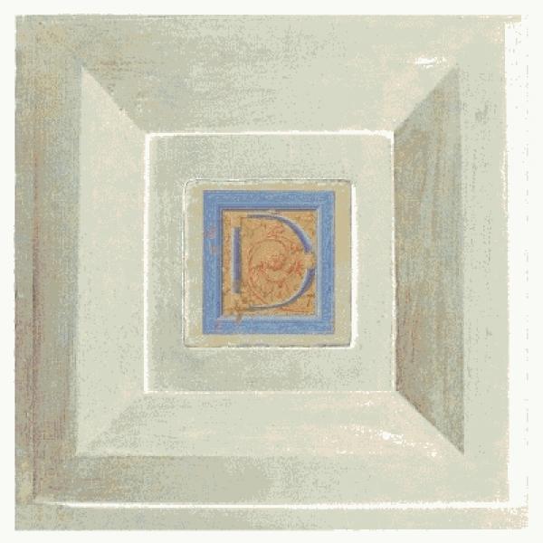 ProPassione Wandbild Initial D, weißer Holzrahmen, 32 x 32 cm, mit Initial Marmorfliese D, 10 x 10 x 1 cm
