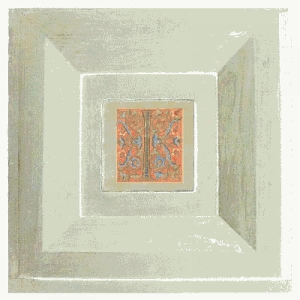 ProPassione Wandbild Initial I, weißer Holzrahmen, 32 x 32 cm, mit Initial Marmorfliese I, 10 x 10 x 1 cm
