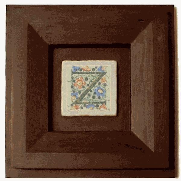 ProPassione Wandbild Initial Z, brauner Holzrahmen, 32 x 32 cm, mit Initial Marmorfliese Z, 10 x 10 x 1 cm