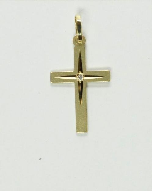 Im Glauben vereint - Kettenanhänger Kreuz 333 Gold Zirkonia teilmatt 3255