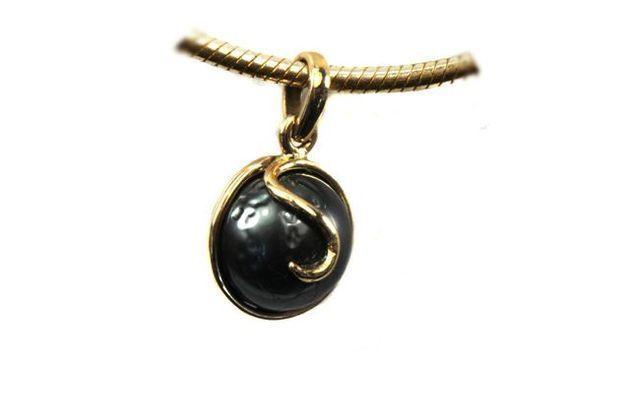 Selten & edel - Kettenanhänger 8 - 9 mm Tahiti-Perle in Korb, Gold 750