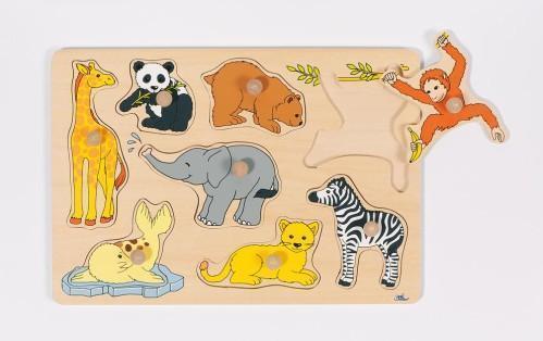 Steckpuzzle aus Holz - Tierkinder von Goki