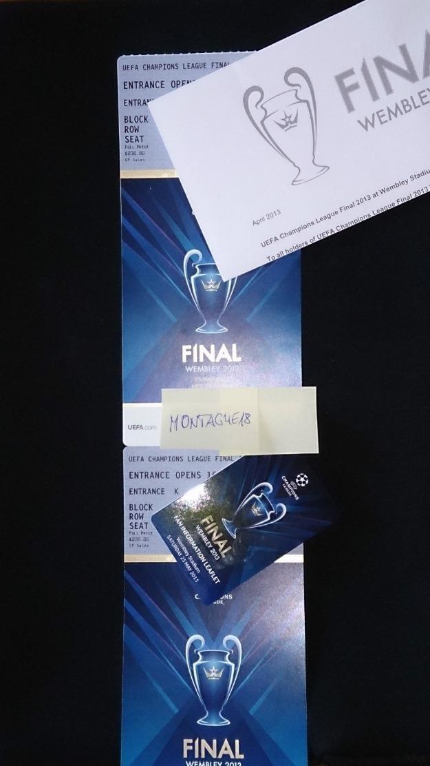 2 x Tickets Men's UEFA Champions League Finale - 25.05.2013 - Wembley in London