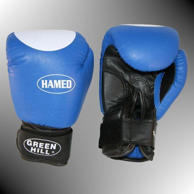 Boxhandschuhe HAMED von Green Hill® blau mit weißer Trefferfläche 8...