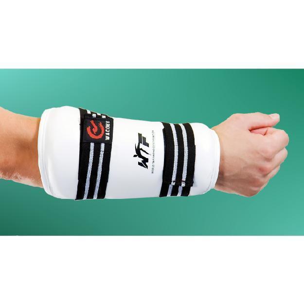 Taekwondo Unterarmschützer WTF von Wacoku®, weiß/schwarz