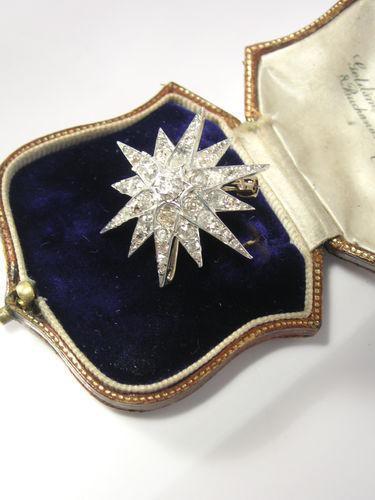 18ct w&y gold diamond star brooch