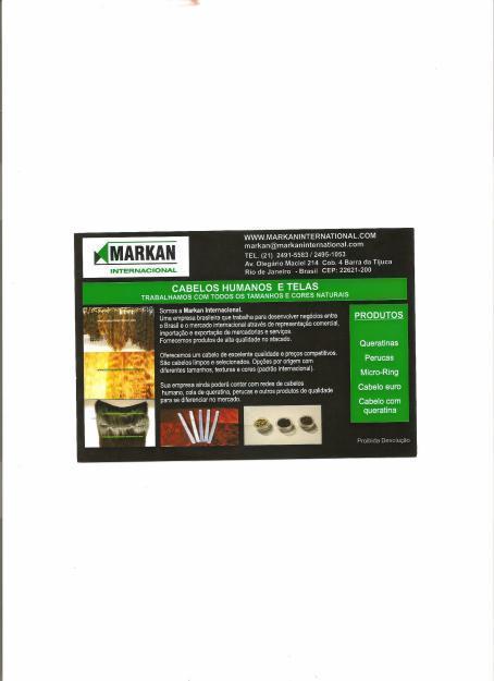 Markan Internacional is a Brazilian Company who dealing with natural Human Hair type A